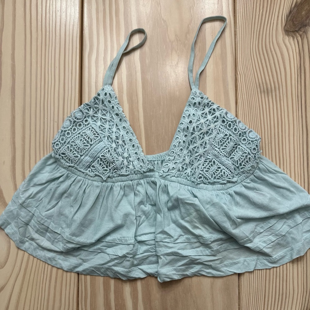 BDG Urban Outfitters Light Blue Crochet-Trim Cropped Tank Top | whimsical